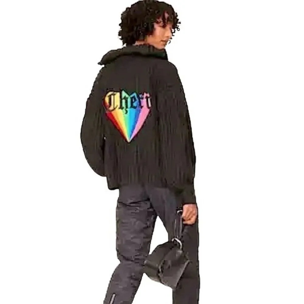 Zadig & Voltaire Black Knit Cardigan with Rainbow Heart Back Patch - Picture 2 of 11